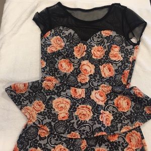 CLEARANCE! Peplum rose blouse